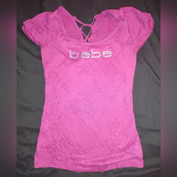 Vintage Bebe Swarovski Crystal Pink top - Picture 8 of 10